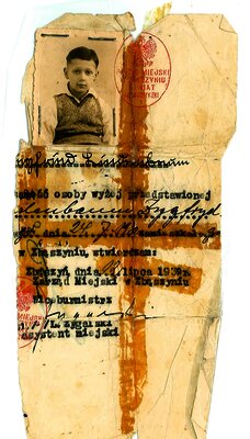 Ausweis von Siegfried Lindenbaum vom 2. Juli 1939 von der Stadtverwaltung Zbąszyń